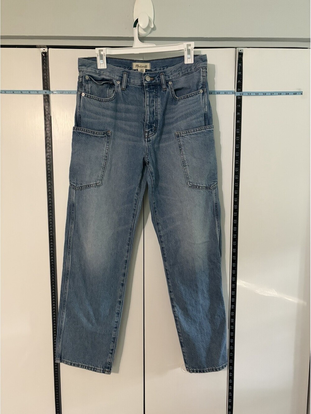 Madewell Low-Slung Straight Jeans Carpenter Patch Pocket Sz 27 Button-Fly